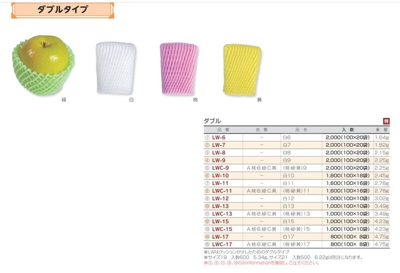 フルーツキャップ　ダブル　白　LW-11　1600枚